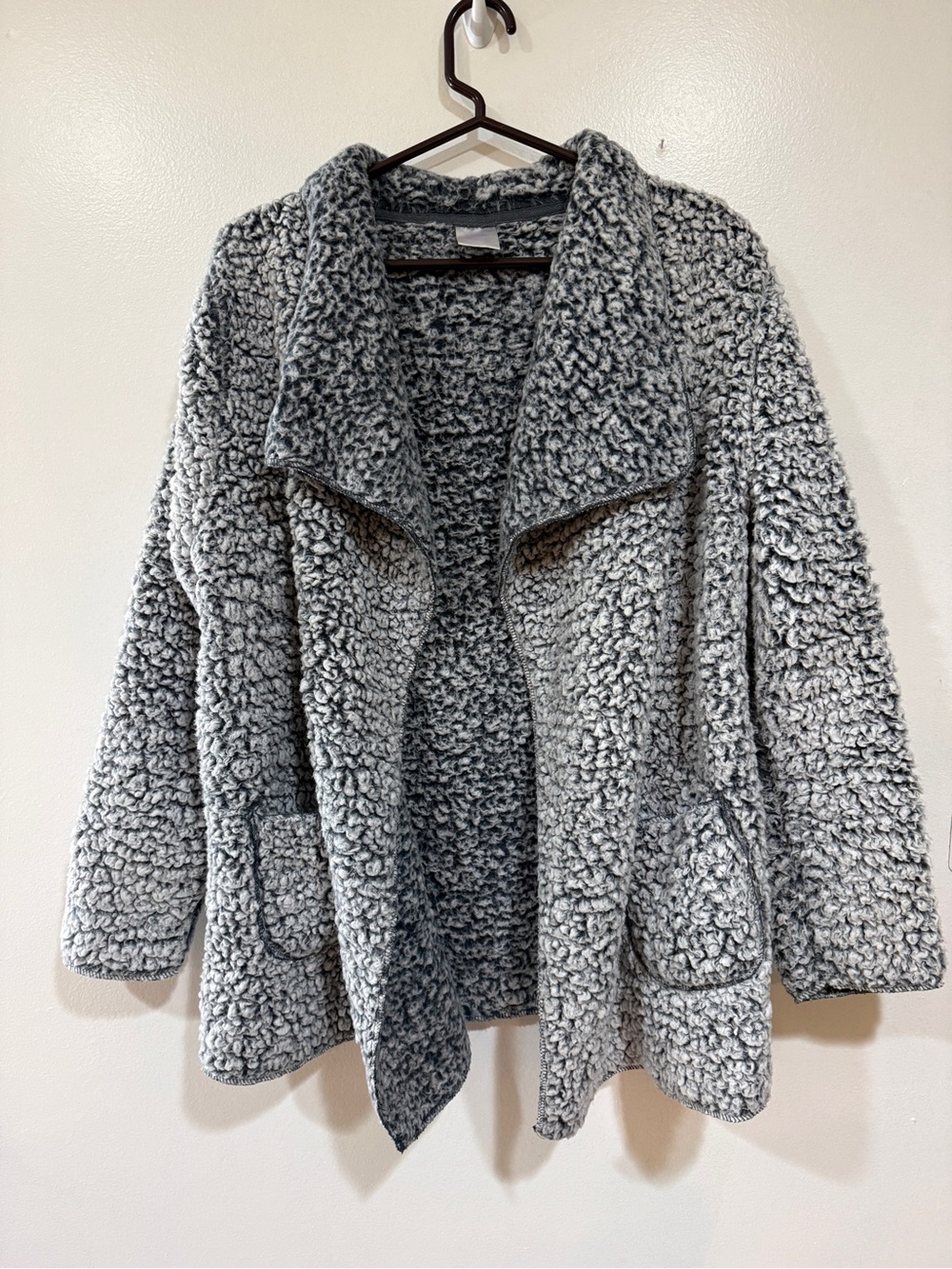 Sherpa Layering Jacket Cozy Womens Size L Loungewear Soft Capsule Pockets Preppy